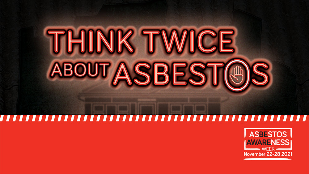 Asbestos Awareness Week graphic in red and black